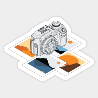 Camera With Retro Frames of Landscapes Sticker